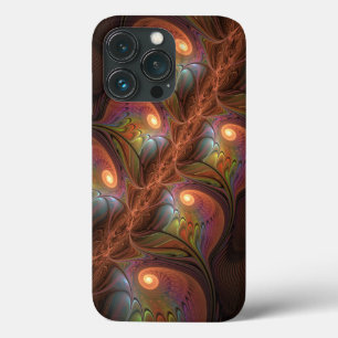 Colorful Fluorescent Abstract Trippy Brown Fractal iPhone 13 Pro Case