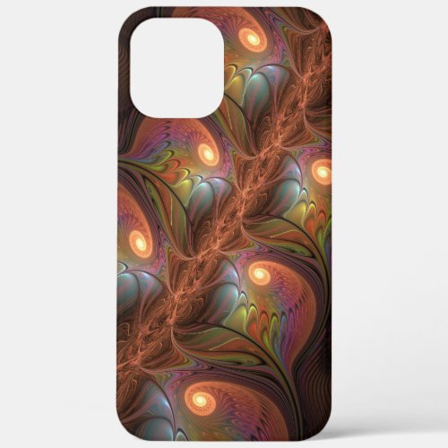 Colorful Fluorescent Abstract Trippy Brown Fractal iPhone 12 Pro Max Case