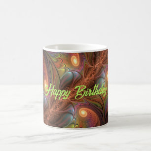 Colorful Fluorescent Abstract Trippy Brown Fractal Coffee Mug