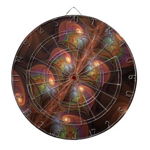Colorful Fluorescent Abstract Trippy Brown Fractal Dart Board