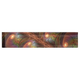 Colorful Fluorescent Abstract Trippy Brown Fractal Desk Name Plate