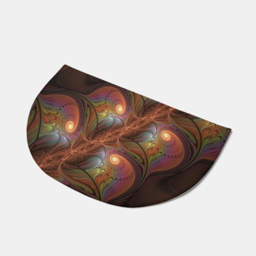 Colorful Fluorescent Abstract Trippy Brown Fractal Doormat