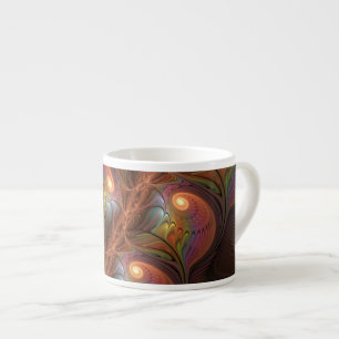 Colorful Fluorescent Abstract Trippy Brown Fractal Espresso Cup