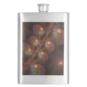 Colorful Fluorescent Abstract Trippy Brown Fractal Flask