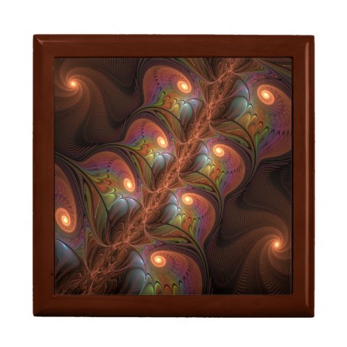 Colorful Fluorescent Abstract Trippy Brown Fractal Gift Box