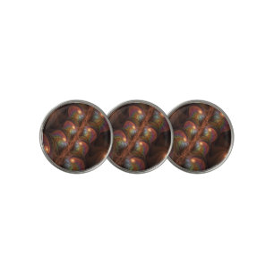 Colorful Fluorescent Abstract Trippy Brown Fractal Golf Ball Marker