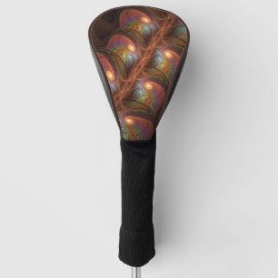 Colorful Fluorescent Abstract Trippy Brown Fractal Golf Head Cover