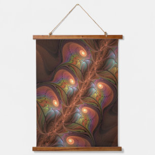 Colorful Fluorescent Abstract Trippy Brown Fractal Hanging Tapestry