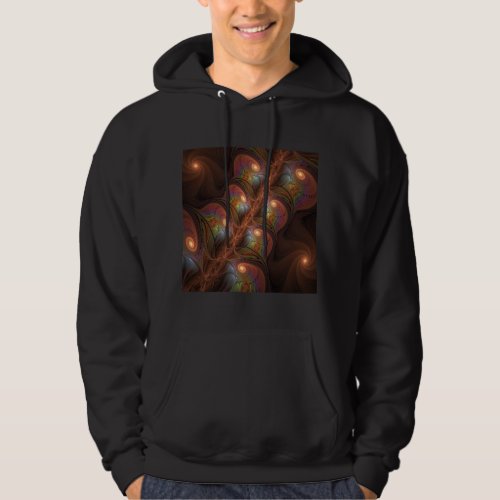 Colorful Fluorescent Abstract Trippy Brown Fractal Hoodie