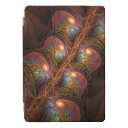 Colorful Fluorescent Abstract Trippy Brown Fractal iPad Pro Cover