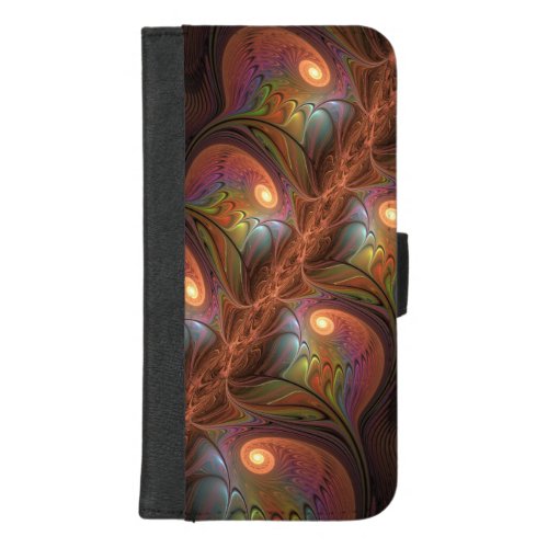 Colorful Fluorescent Abstract Trippy Brown Fractal iPhone 87 Plus Wallet Case