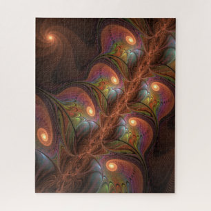 Colorful Fluorescent Abstract Trippy Brown Fractal Jigsaw Puzzle
