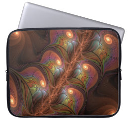 Colorful Fluorescent Abstract Trippy Brown Fractal Laptop Sleeve