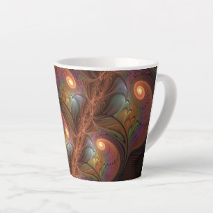 Colorful Fluorescent Abstract Trippy Brown Fractal Latte Mug
