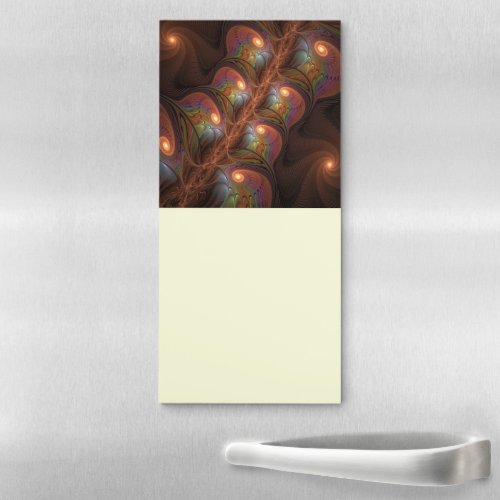 Colorful Fluorescent Abstract Trippy Brown Fractal Magnetic Notepad