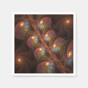 Colorful Fluorescent Abstract Trippy Brown Fractal Napkins