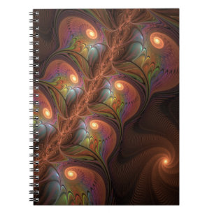 Colorful Fluorescent Abstract Trippy Brown Fractal Notebook