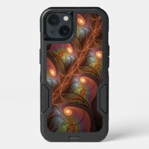 Colorful Fluorescent Abstract Trippy Brown Fractal iPhone 13 Case