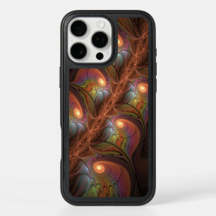 Colorful Fluorescent Abstract Trippy Brown Fractal iPhone 16 Pro Max Case