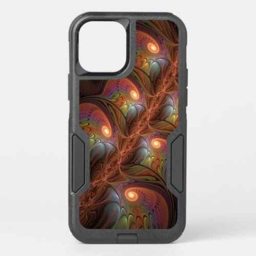 Colorful Fluorescent Abstract Trippy Brown Fractal OtterBox Commuter iPhone 12 Pro Case