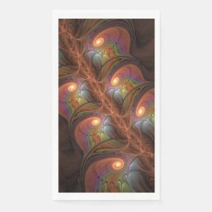 Colorful Fluorescent Abstract Trippy Brown Fractal Paper Guest Towels
