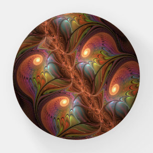 Colorful Fluorescent Abstract Trippy Brown Fractal Paperweight