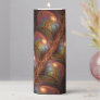 Colorful Fluorescent Abstract Trippy Brown Fractal Pillar Candle