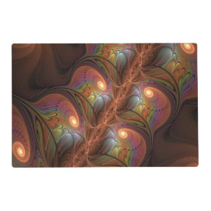 Colorful Fluorescent Abstract Trippy Brown Fractal Placemat
