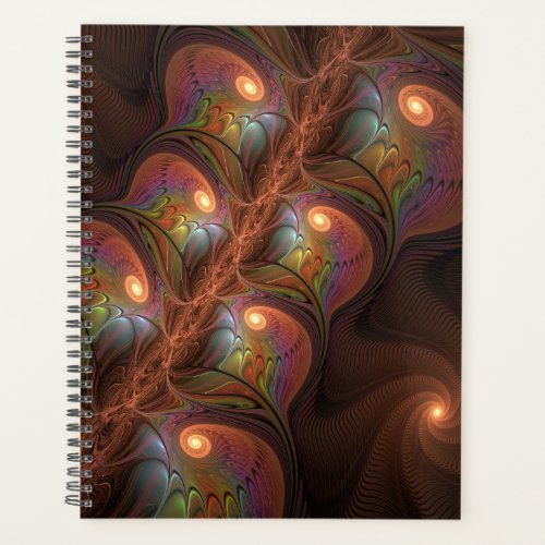 Colorful Fluorescent Abstract Trippy Brown Fractal Planner