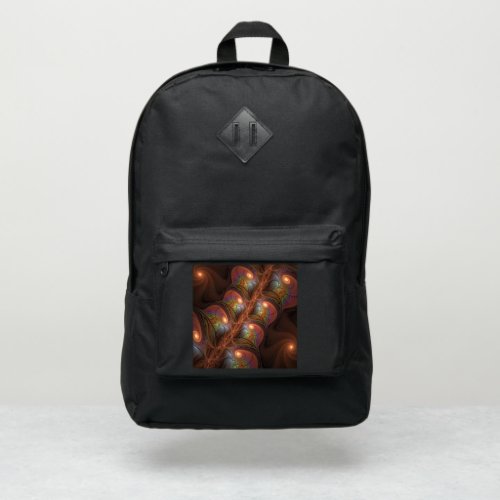 Colorful Fluorescent Abstract Trippy Brown Fractal Port Authority Backpack