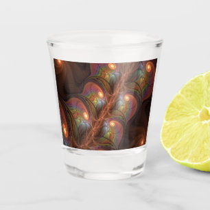 Colorful Fluorescent Abstract Trippy Brown Fractal Shot Glass