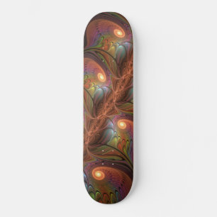 Colorful Fluorescent Abstract Trippy Brown Fractal Skateboard
