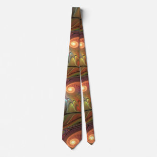 Colorful Fluorescent Abstract Trippy Brown Fractal Tie