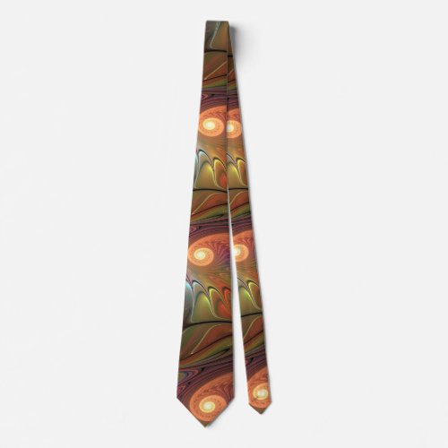 Colorful Fluorescent Abstract Trippy Brown Fractal Tie