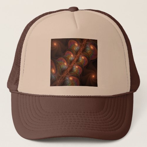 Colorful Fluorescent Abstract Trippy Brown Fractal Trucker Hat