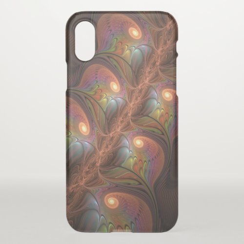 Colorful Fluorescent Abstract Trippy Brown Fractal iPhone X Case