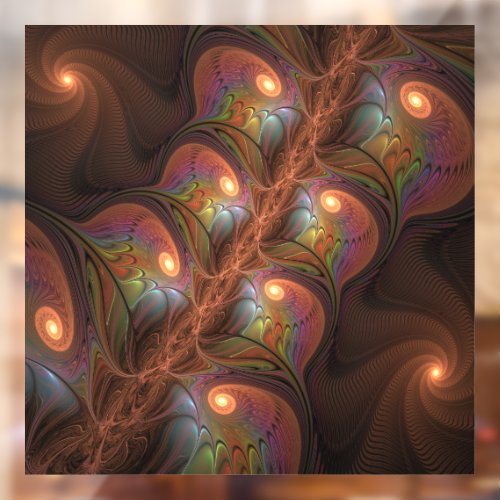 Colorful Fluorescent Abstract Trippy Brown Fractal Window Cling