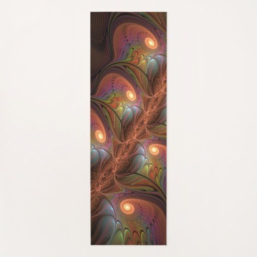 Colorful Fluorescent Abstract Trippy Brown Fractal Yoga Mat