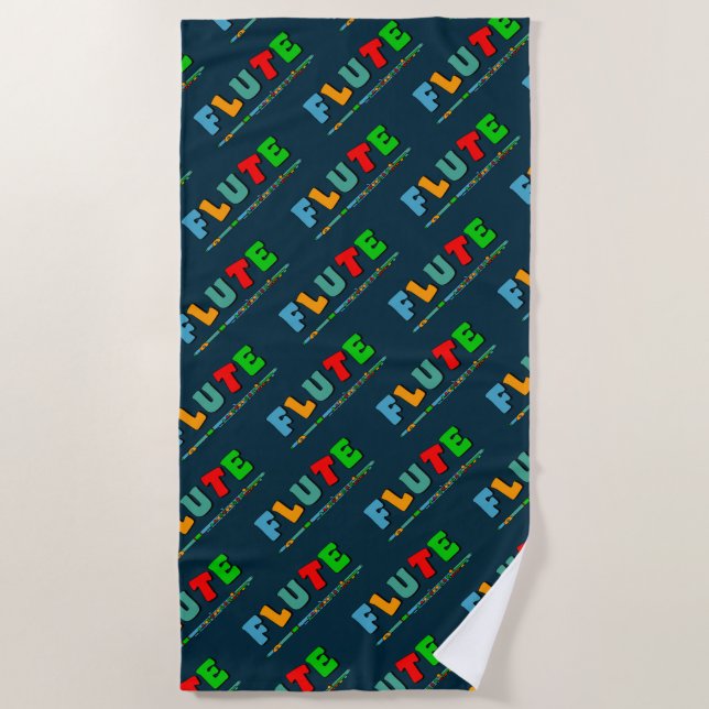 Colorful Flute Beach Towel (Front)