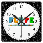 Colorful Flute Square Wall Clock