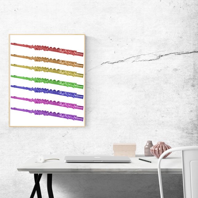 Colorful Flutes Rainbow Poster (A poster of colorful flutes in red, orange, yellow, green, blue, pink and purple)