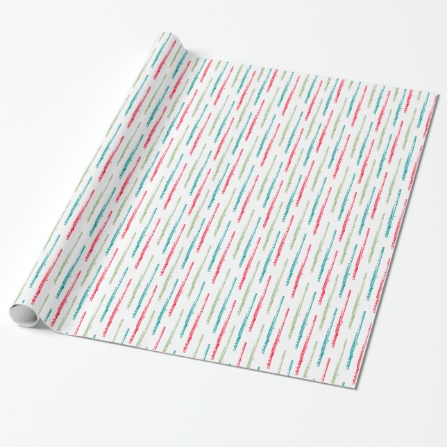 Colorful Flutes Wrapping Paper (Unrolled)