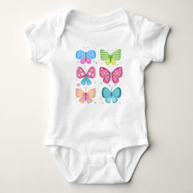 Colorful Flutter Friends Baby Bodysuit (Front)