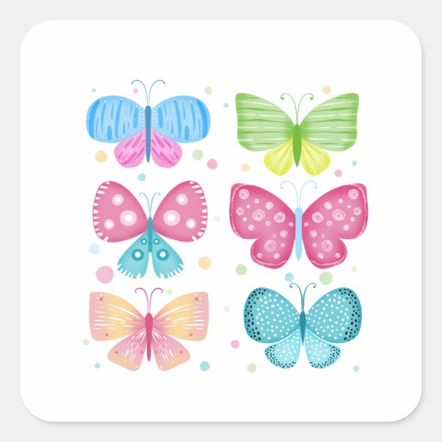 Colorful Flutter Friends Square Sticker (Front)