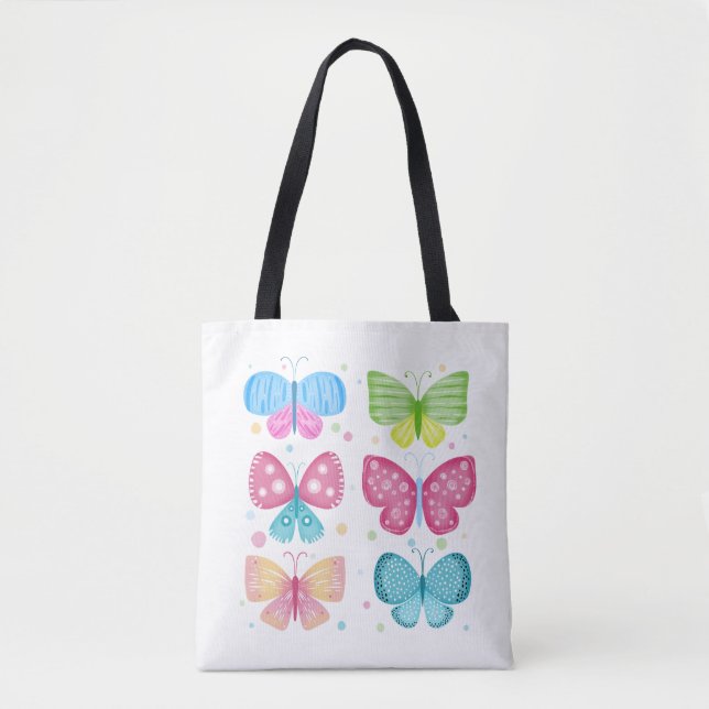 Colorful Flutter Friends Tote Bag (Front)