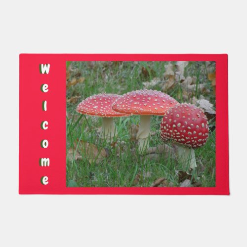 Colorful Fly Amanitas Cust Welcome Door Mat