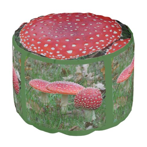 Colorful Fly Amantis Toadstools Round Poof Pouf