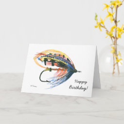 Colorful Fly Fishing Birthday Card | Zazzle