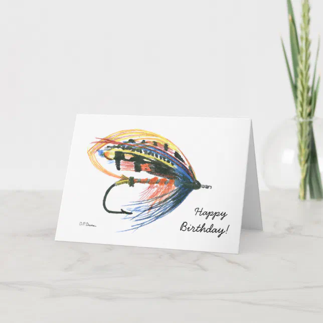 Colorful Fly Fishing Birthday Card 