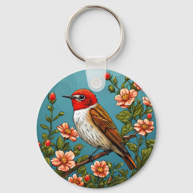 Colorful flycatcher Bird Keychain (Front)